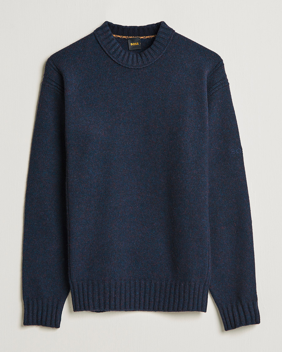 Men | Sweaters & Knitwear | BOSS ORANGE | BOSS Casual Ashetland Knitted Sweater Dark Blue
