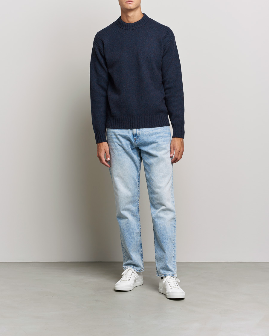 Men | Sweaters & Knitwear | BOSS Casual | Ashetland Knitted Sweater Dark Blue