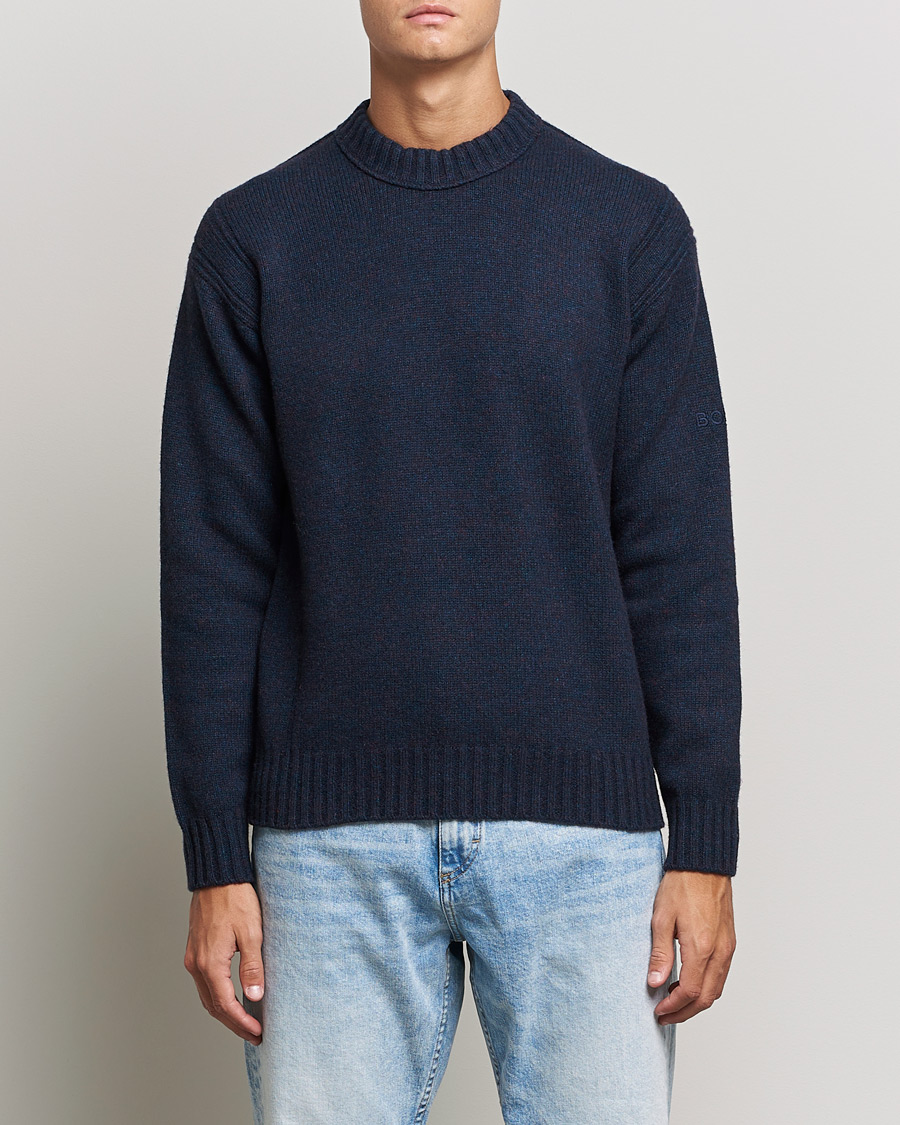 Men | Sweaters & Knitwear | BOSS ORANGE | BOSS Casual Ashetland Knitted Sweater Dark Blue