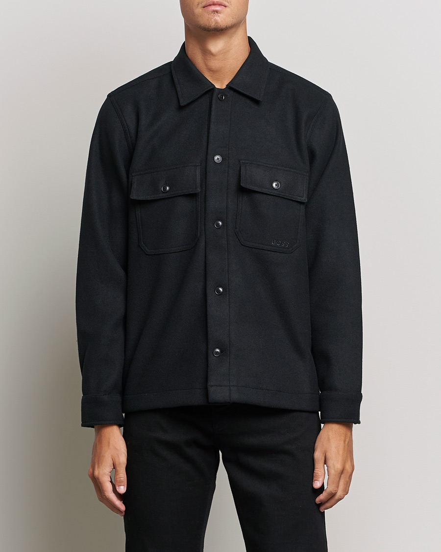 Men | Shirt Jackets | BOSS Casual | Lovvo Pocket Overshirt Black