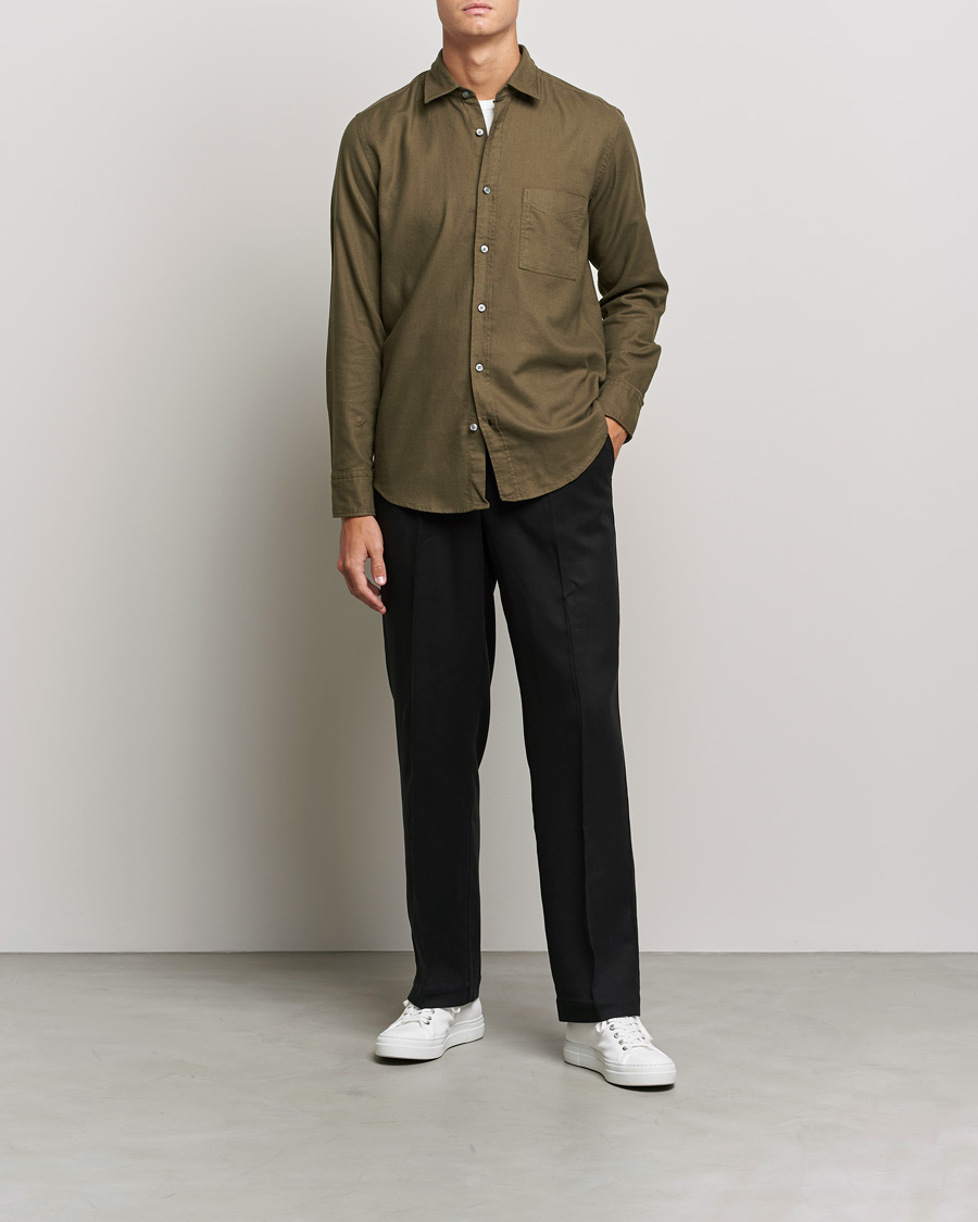 Men | Flannel Shirts | BOSS Casual | Relegant Flannel Shirt Dark Green