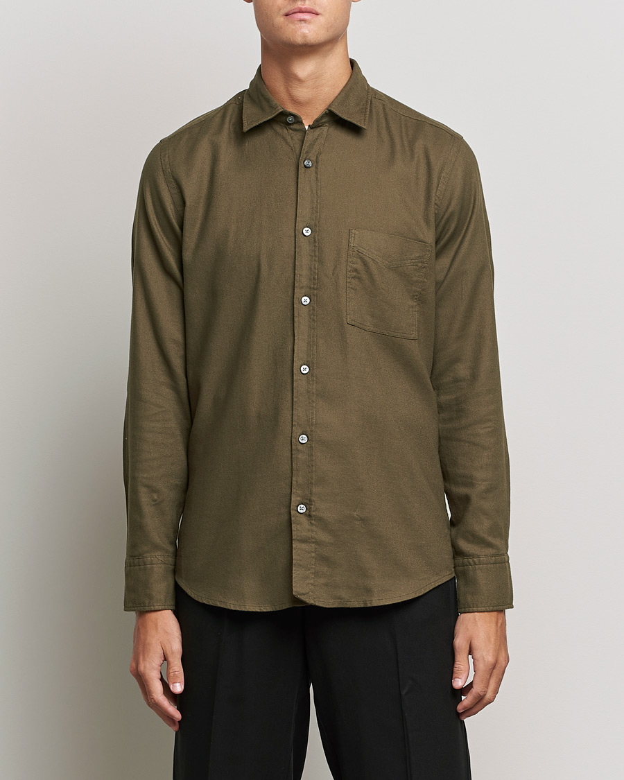 Men | Flannel Shirts | BOSS Casual | Relegant Flannel Shirt Dark Green