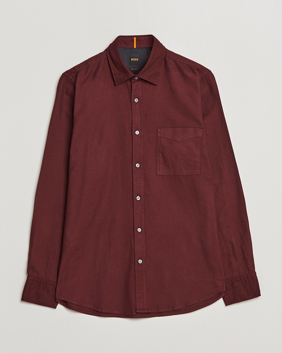 Men | Shirts | BOSS ORANGE | Relegant Flannel Shirt Dark Red