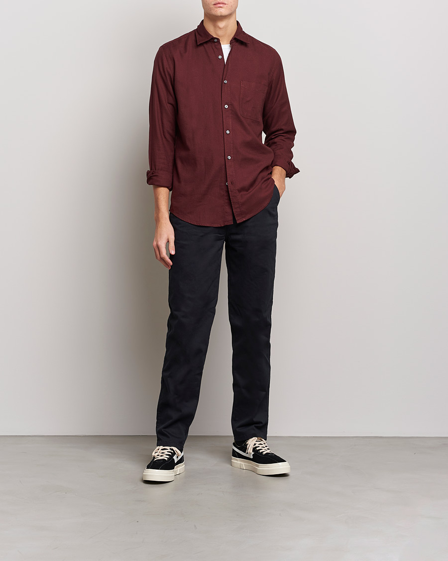 Men | Shirts | BOSS ORANGE | Relegant Flannel Shirt Dark Red