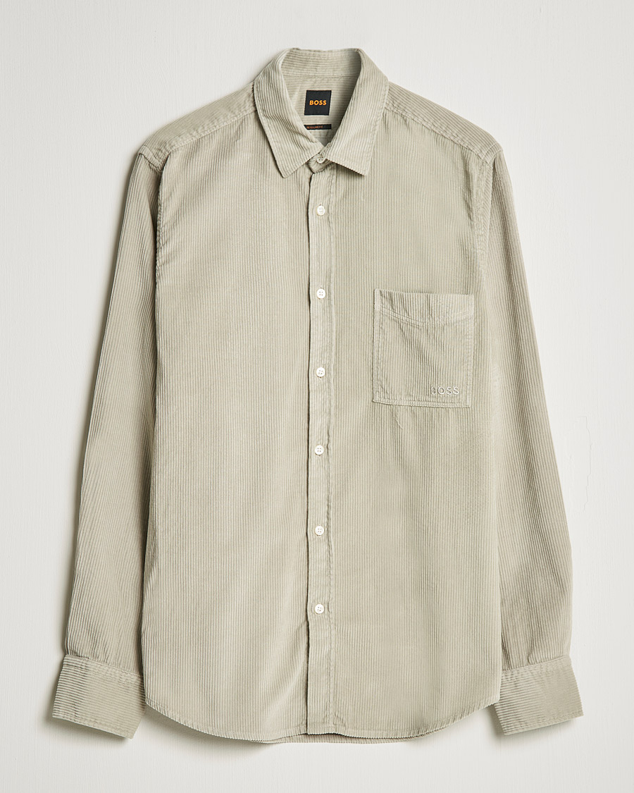 Men |  | BOSS Casual | Relegant Corduroy Shirt Open Grey