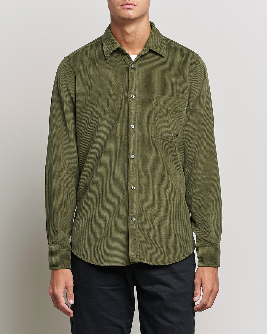 Men | BOSS Casual | BOSS Casual | Relegant Corduroy Shirt Dark Green