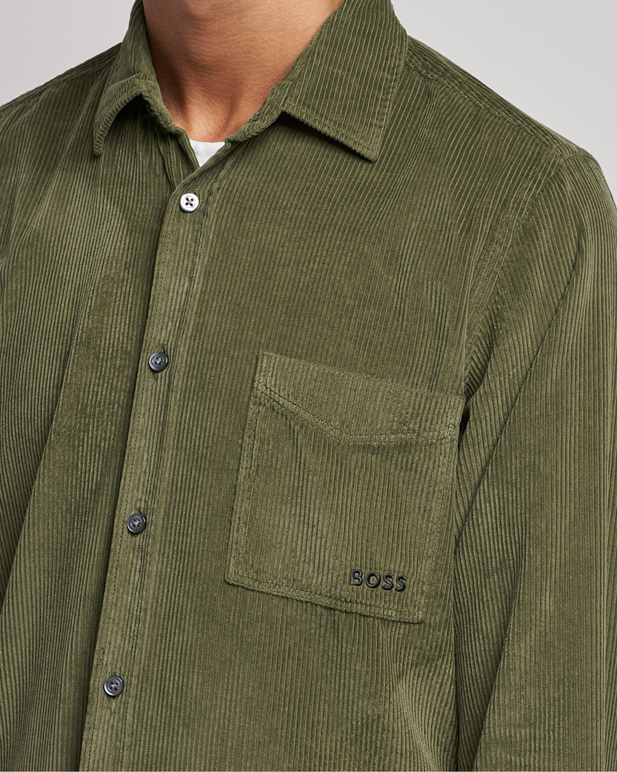 Men | Shirts | BOSS ORANGE | Relegant Corduroy Shirt Dark Green