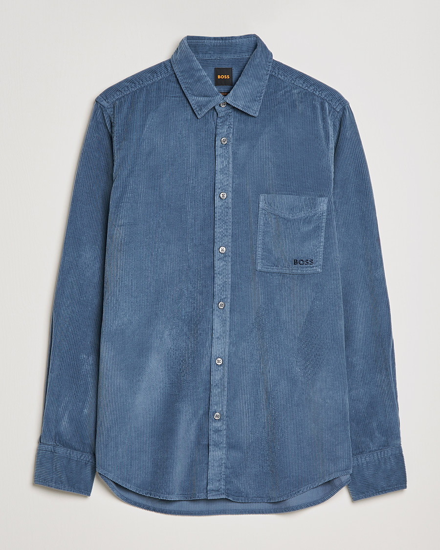 Men | Shirts | BOSS ORANGE | Relegant Corduroy Shirt Bright Blue