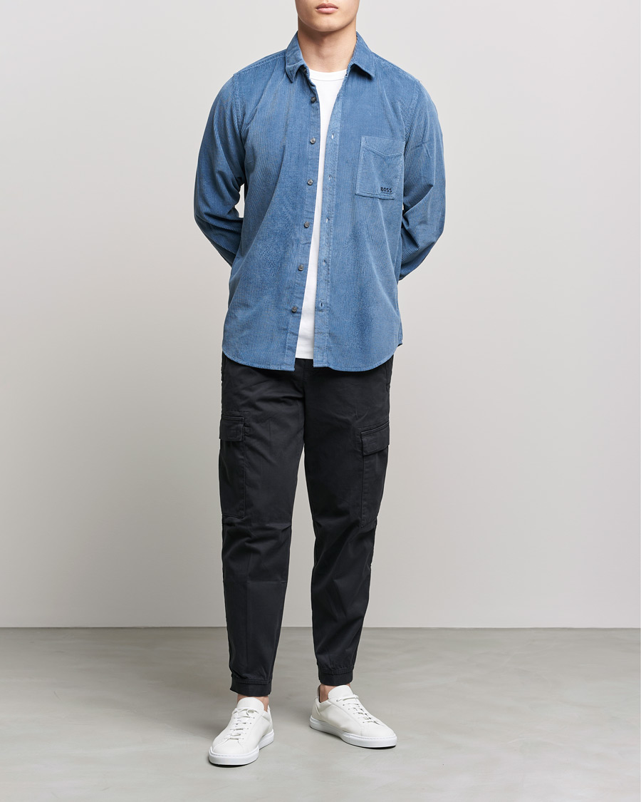 Men | Corduroy Shirts | BOSS Casual | Relegant Corduroy Shirt Bright Blue