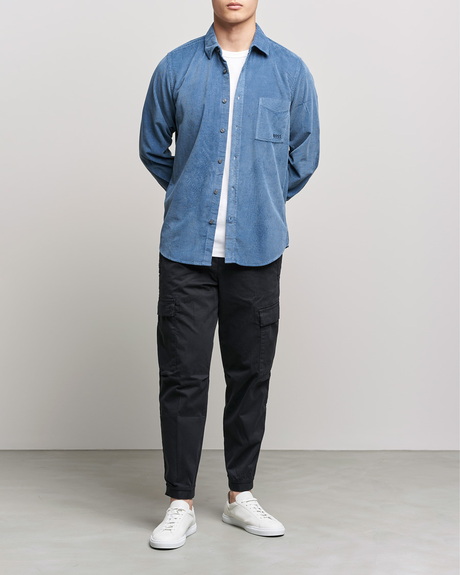 Men | Shirts | BOSS ORANGE | Relegant Corduroy Shirt Bright Blue