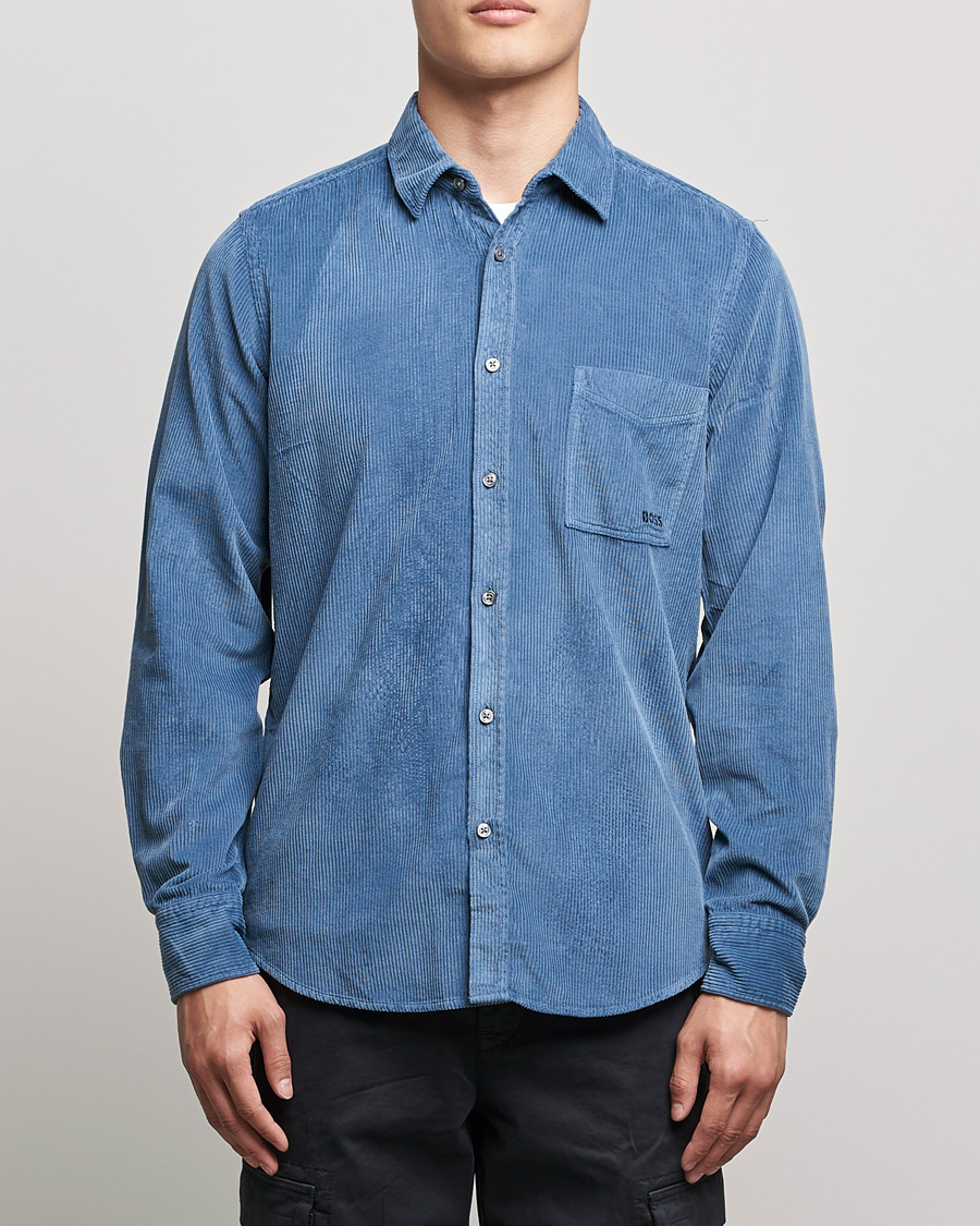 Men | Shirts | BOSS Casual | Relegant Corduroy Shirt Bright Blue