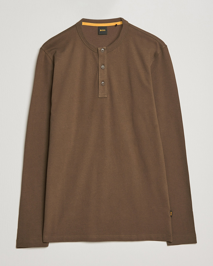 Men | Sweaters & Knitwear | BOSS ORANGE | Teetwill Henley Dark Green