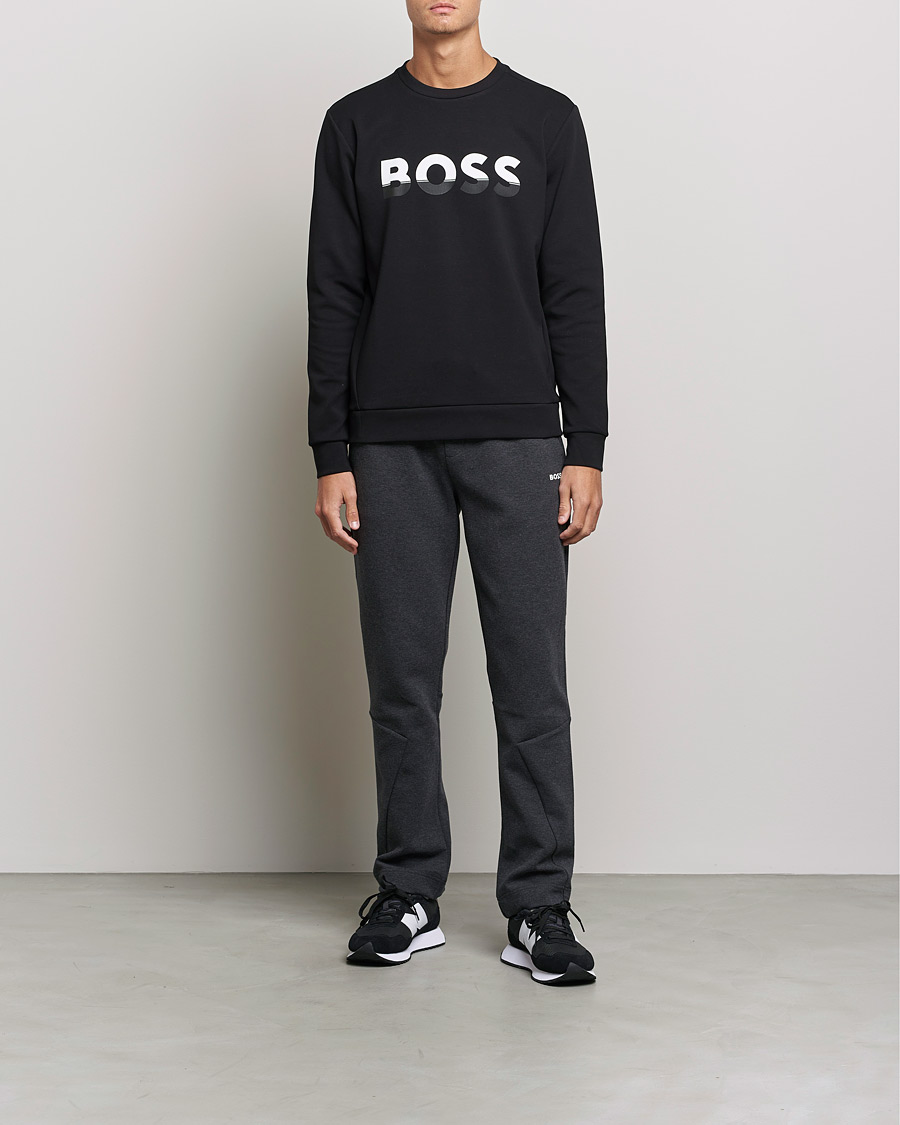 Men | Sweaters & Knitwear | BOSS Athleisure | Salbo Logo Sweatshirt Black