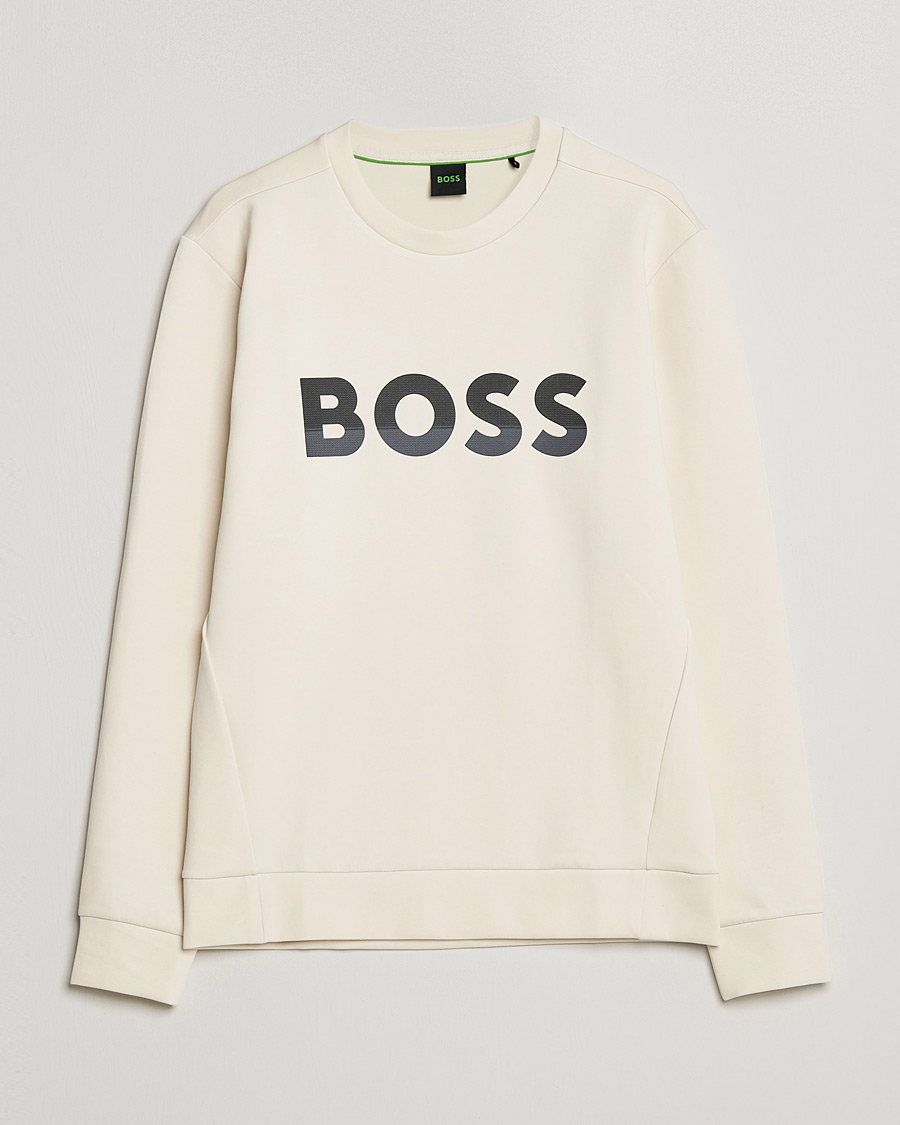 Men | Sweaters & Knitwear | BOSS GREEN | BOSS Athleisure Salbo Logo Sweatshirt Open White