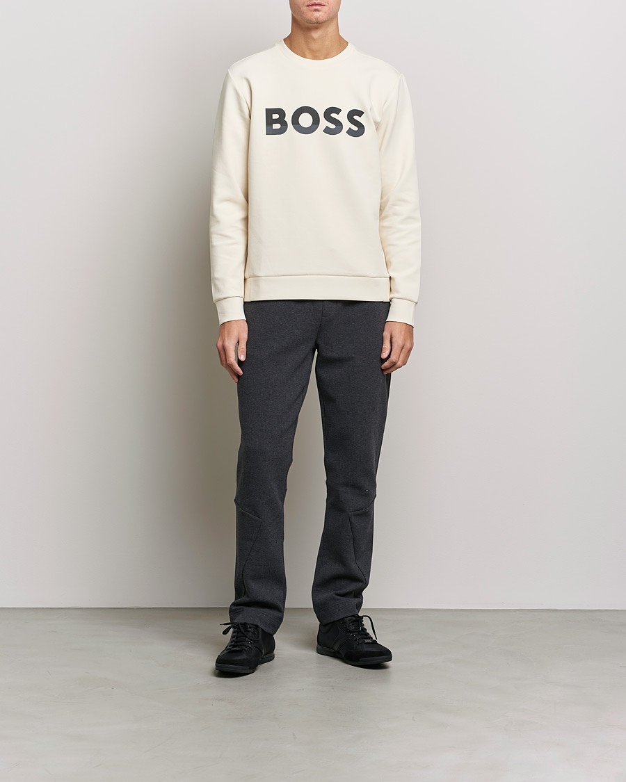 Men | Sweaters & Knitwear | BOSS Athleisure | Salbo Logo Sweatshirt Open White