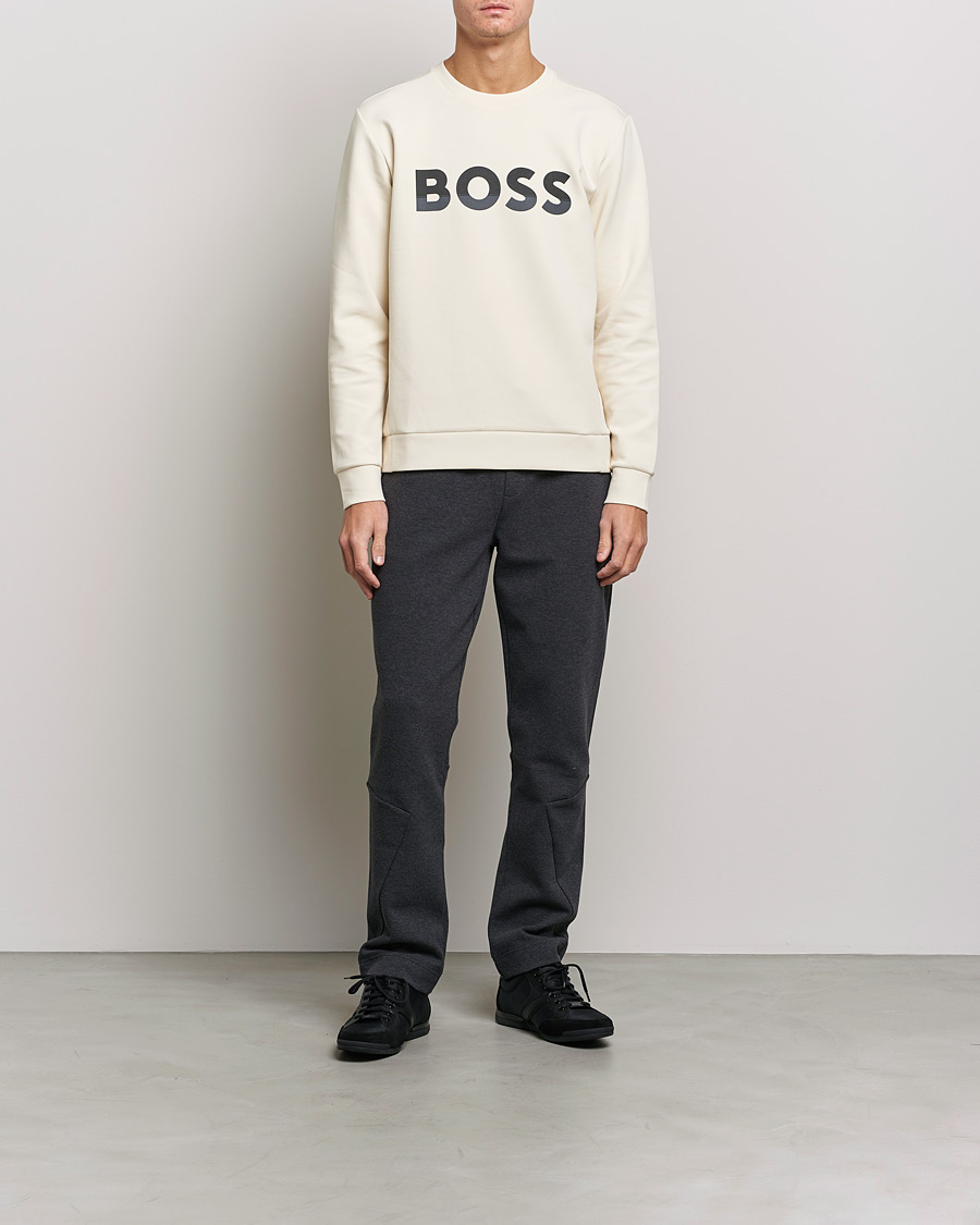Men | Sweaters & Knitwear | BOSS GREEN | BOSS Athleisure Salbo Logo Sweatshirt Open White