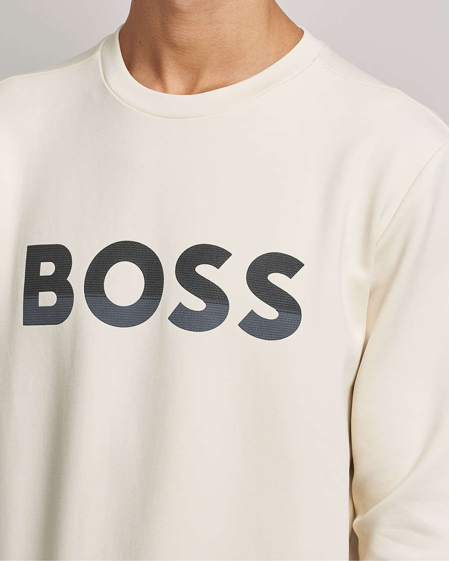 Men | Sweaters & Knitwear | BOSS GREEN | BOSS Athleisure Salbo Logo Sweatshirt Open White