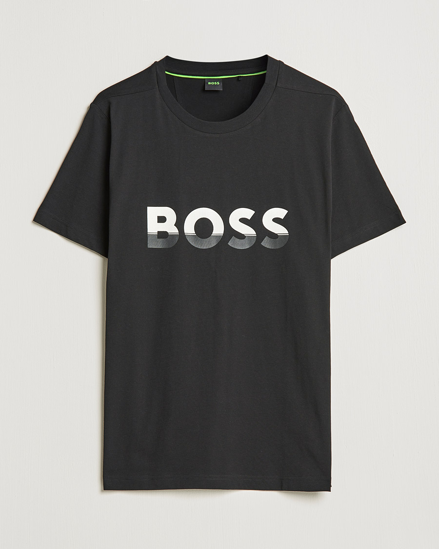 Men | T-Shirts | BOSS GREEN | Logo Crew Neck T-Shirt Black