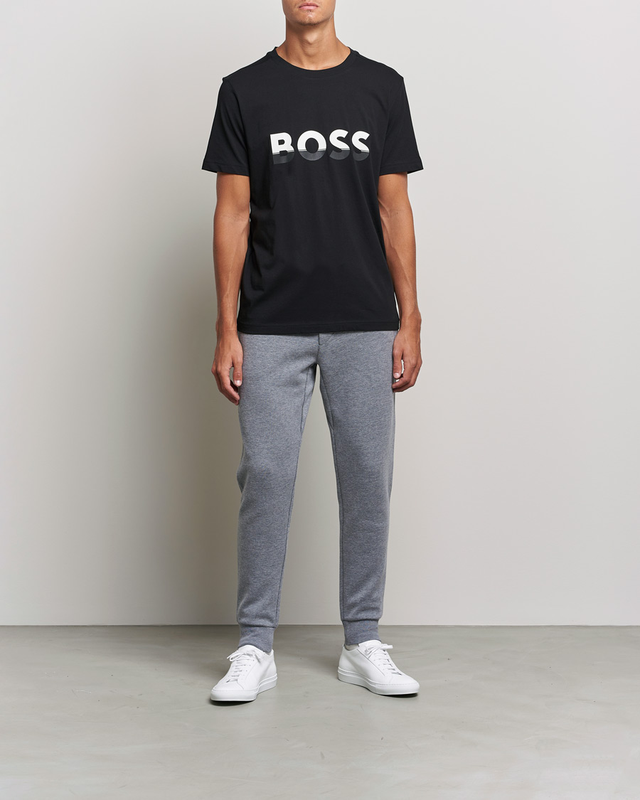 Men | T-Shirts | BOSS GREEN | Logo Crew Neck T-Shirt Black