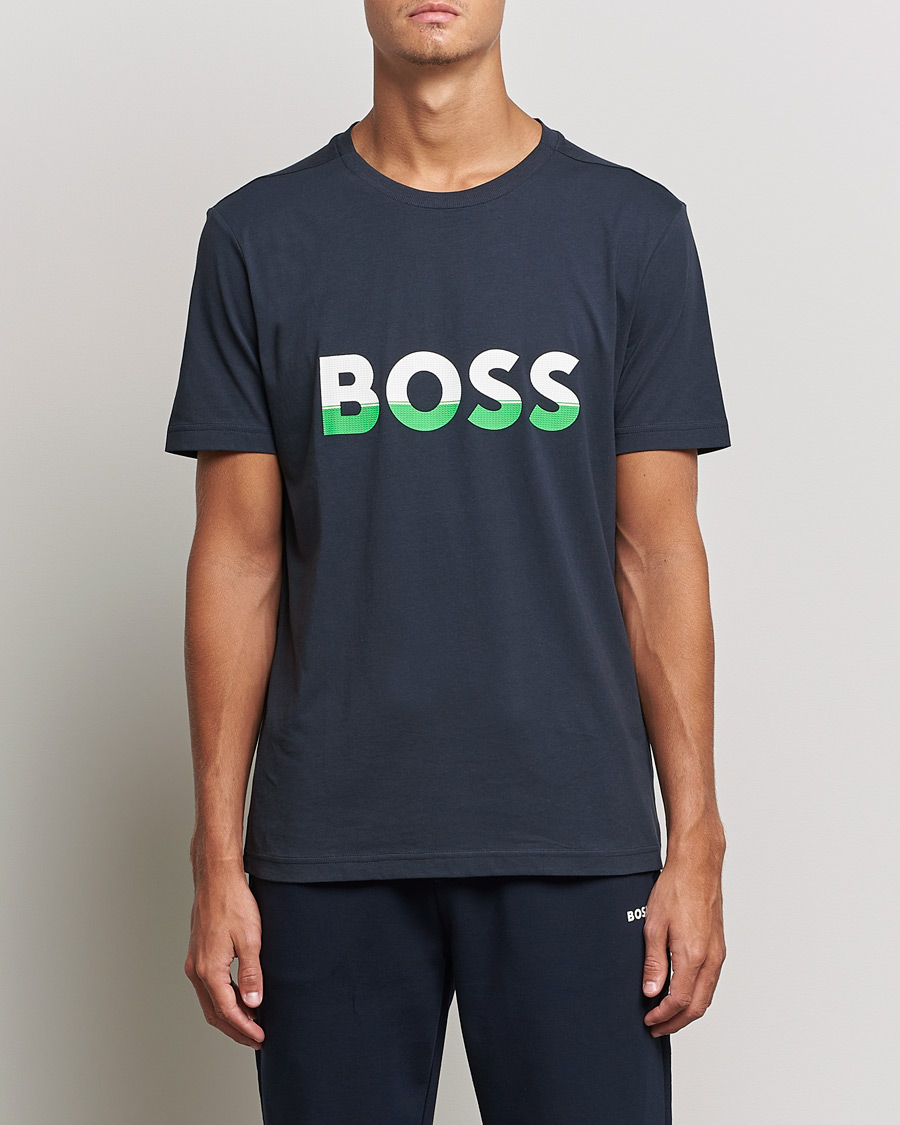Men |  | BOSS Athleisure | Logo Crew Neck T-Shirt Dark Blue