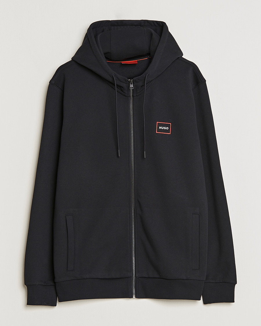 Men | Sweaters & Knitwear | HUGO | Dorneol Logo Full Zip Hoodie Black