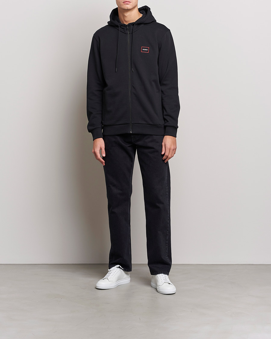 Men | Sweaters & Knitwear | HUGO | Dorneol Logo Full Zip Hoodie Black