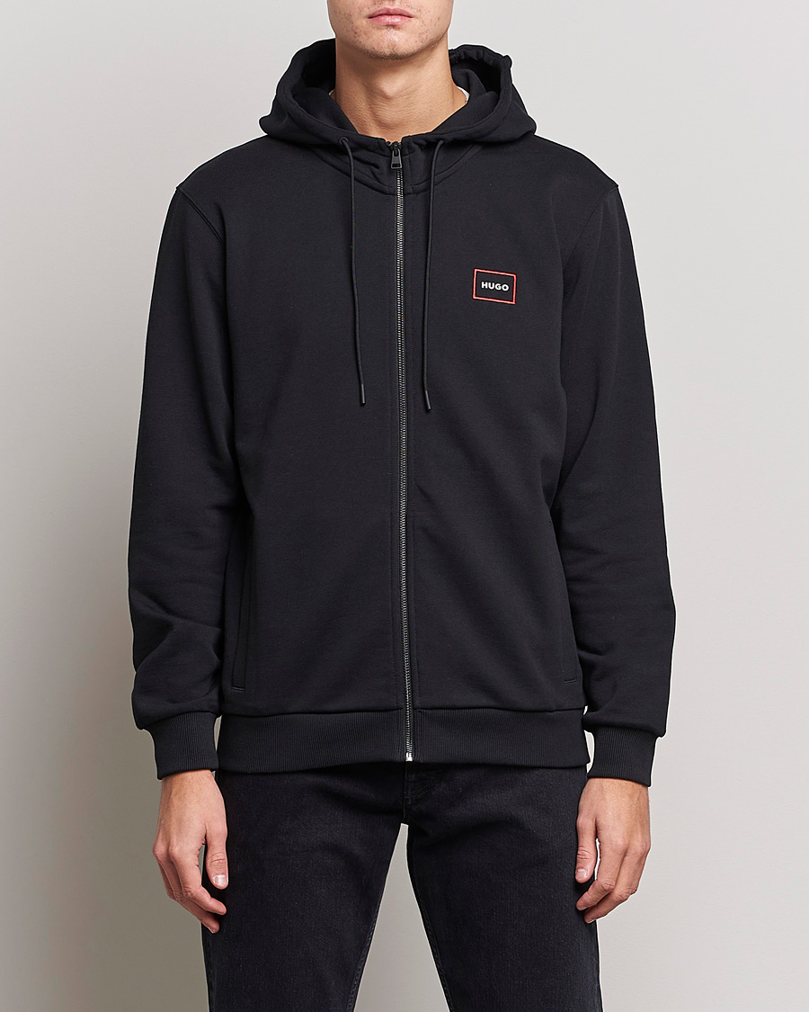 Men | Sweaters & Knitwear | HUGO | Dorneol Logo Full Zip Hoodie Black
