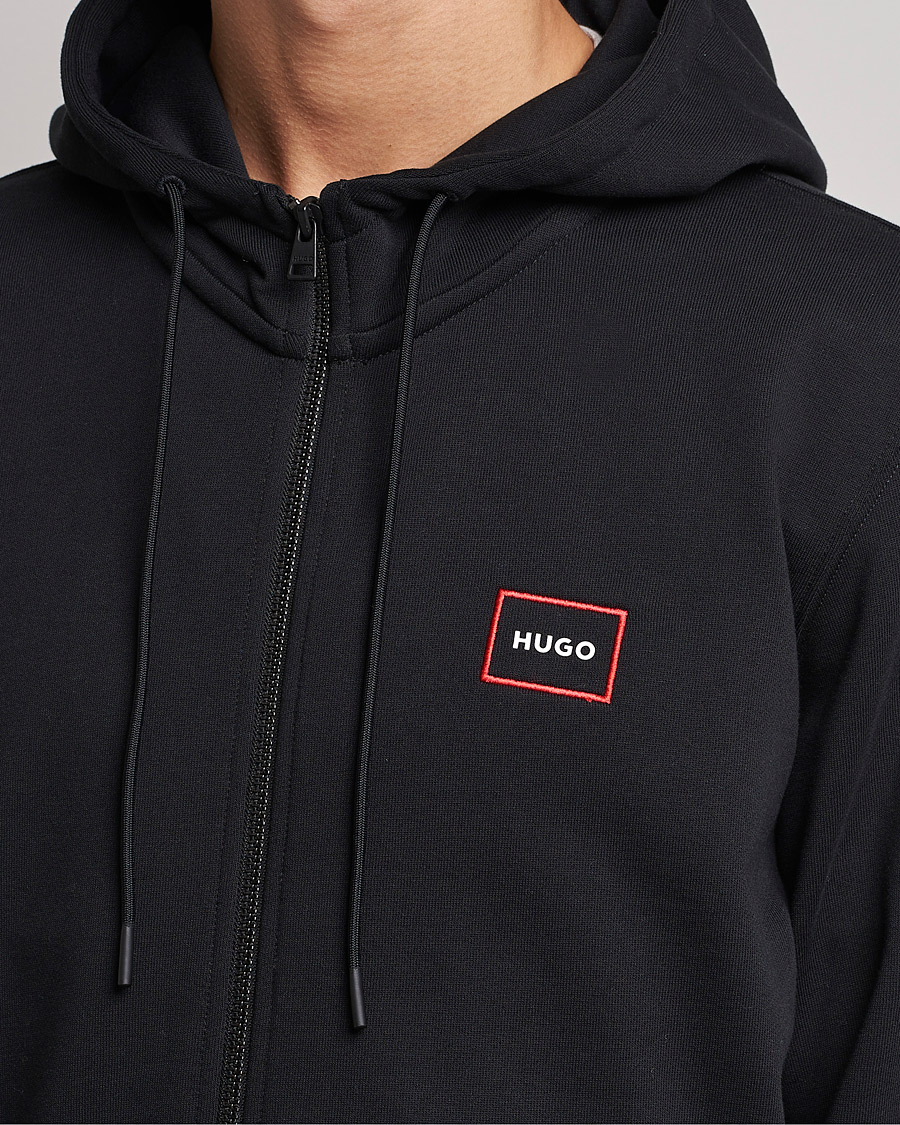 Men | Sweaters & Knitwear | HUGO | Dorneol Logo Full Zip Hoodie Black