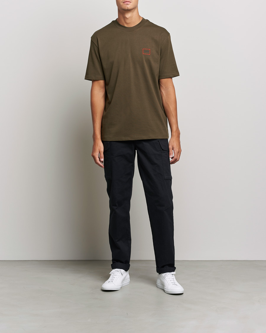 Men | T-Shirts | HUGO | Dosmos Logo Crew Neck T-Shirt Dark Green