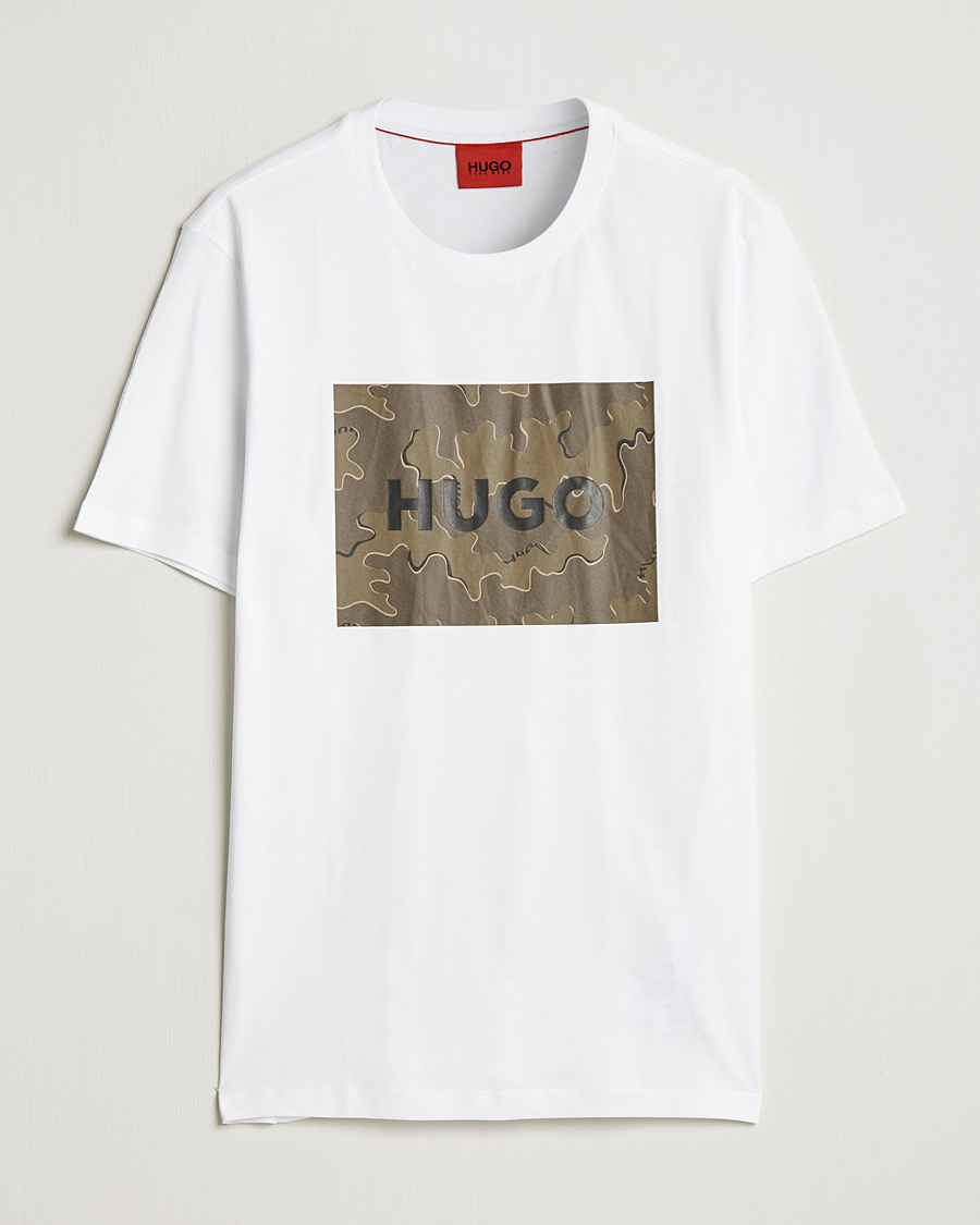 Men | T-Shirts | HUGO | Dulive Logo Crew Neck T-Shirt White