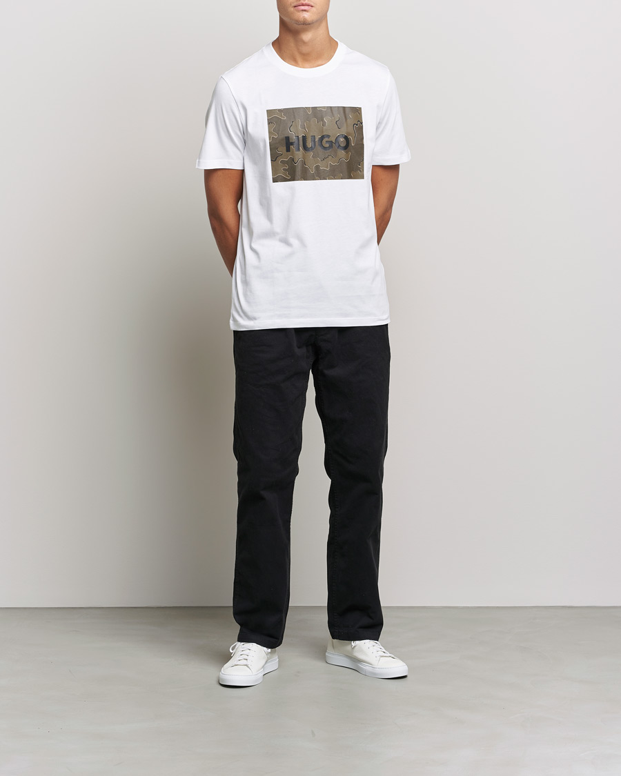 Men | T-Shirts | HUGO | Dulive Logo Crew Neck T-Shirt White