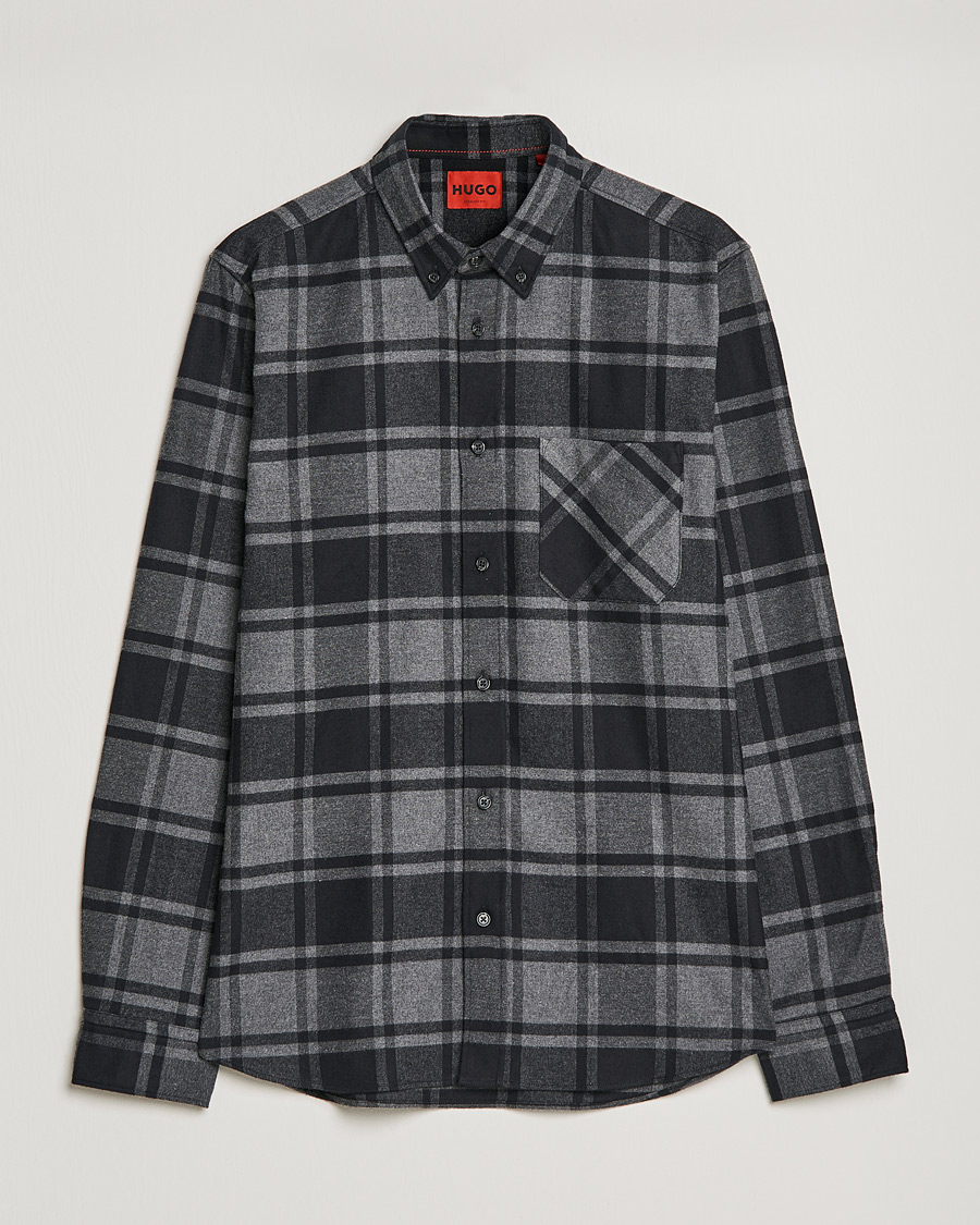 Men | Shirts | HUGO | Ermann Checked Overshirt Black