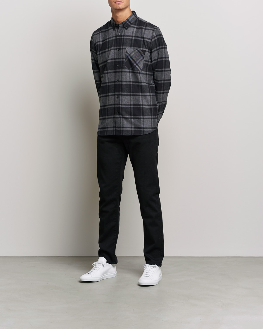 Men | Shirts | HUGO | Ermann Checked Overshirt Black