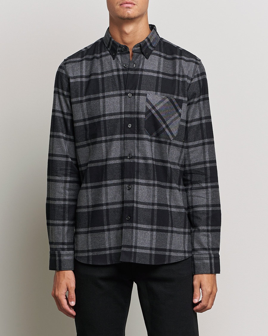 Men | Shirts | HUGO | Ermann Checked Overshirt Black