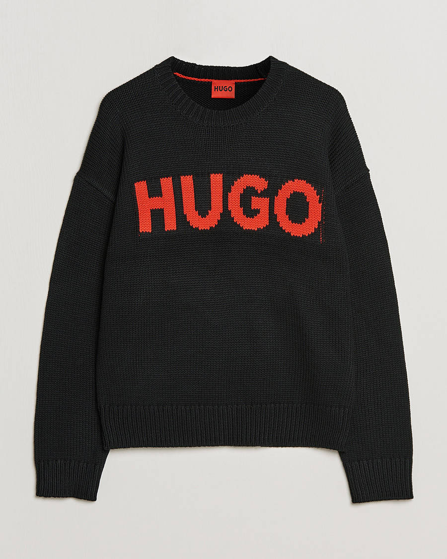 Men | Sweaters & Knitwear | HUGO | Slogonon Knitted Sweater Black