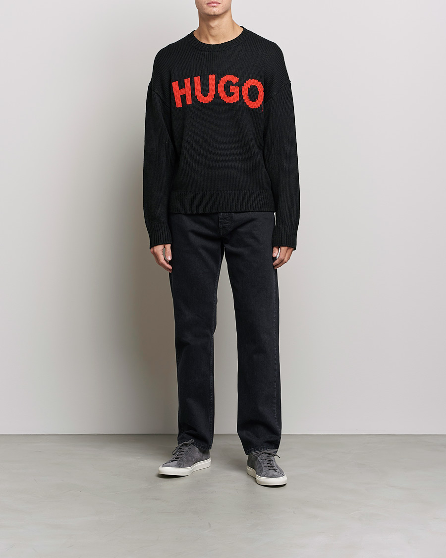 Men | Sweaters & Knitwear | HUGO | Slogonon Knitted Sweater Black