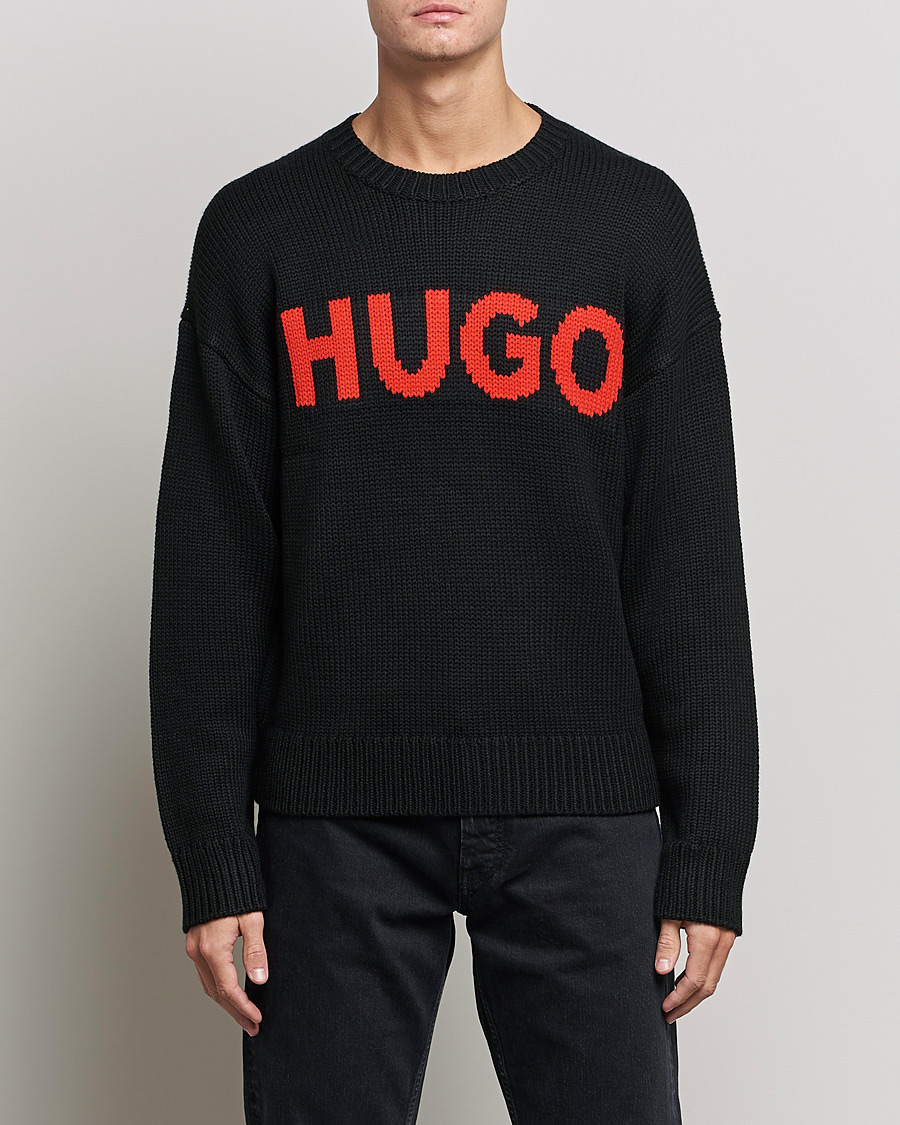 Men | Sweaters & Knitwear | HUGO | Slogonon Knitted Sweater Black