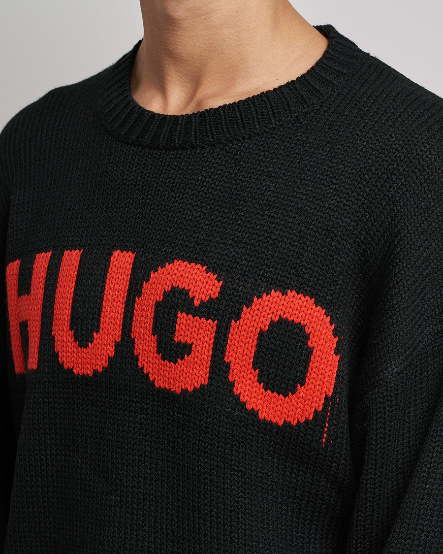 Men | Sweaters & Knitwear | HUGO | Slogonon Knitted Sweater Black