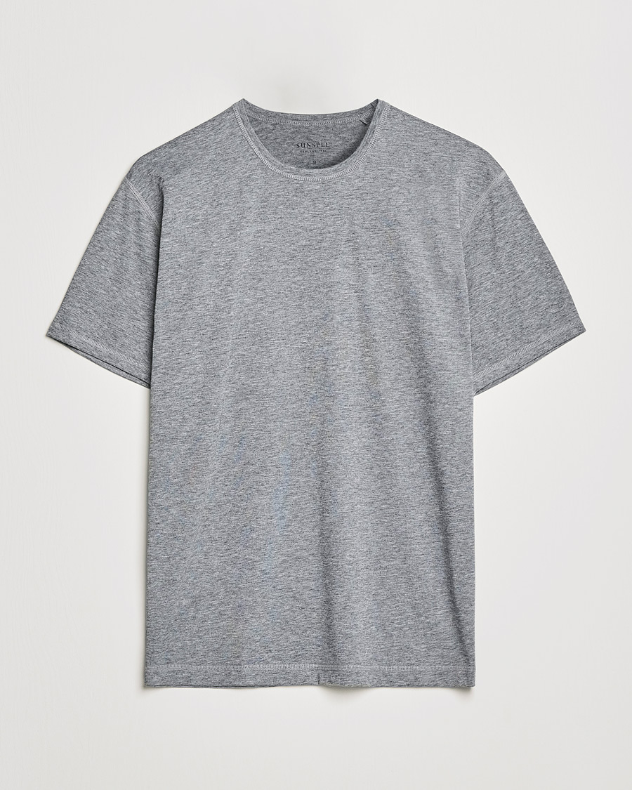 Men | T-Shirts | Sunspel | Active Tee Grey Melange