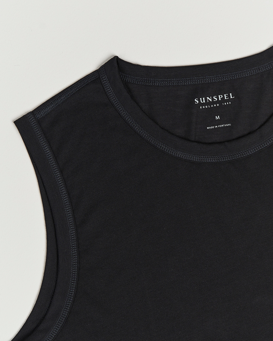 Men | T-Shirts | Sunspel | Active Vest Black