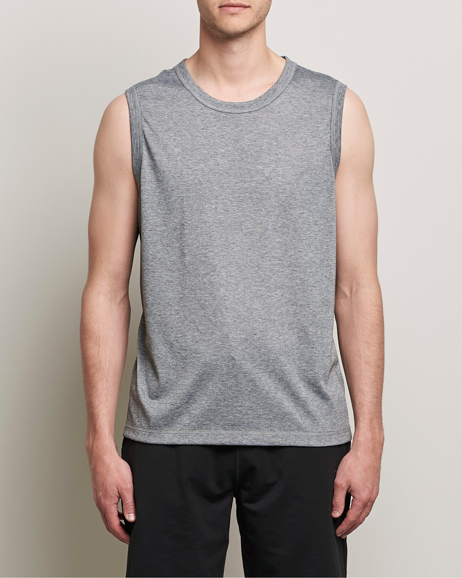 Men | Linen T-shirts | Sunspel | Active Vest Grey Melange