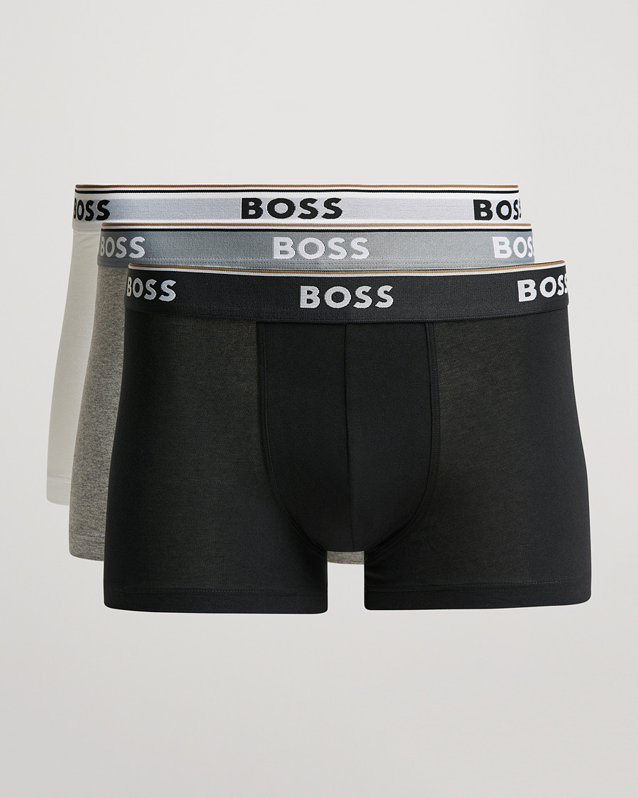 Men | Underwear & Socks | BOSS BLACK | 3-Pack Trunk Boxer Shorts White/Grey/Black