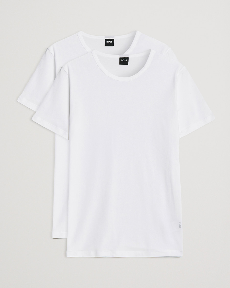 Men | T-Shirts | BOSS BLACK | 2-Pack Crew Neck Slim Fit T-Shirt White