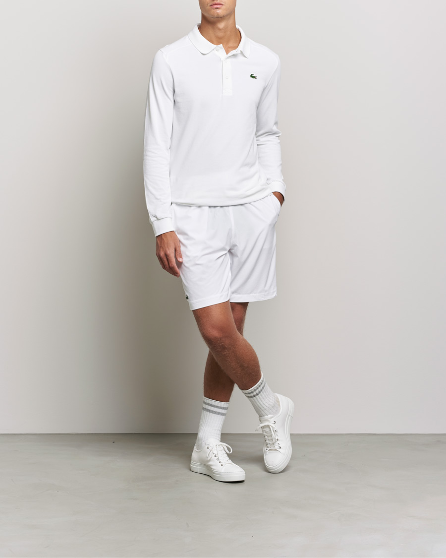 Men | Long Sleeve Polo Shirts | Lacoste Sport | Performance Long Sleeve Polo White