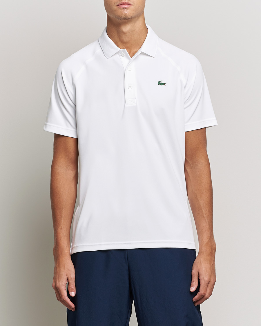 Men | Polo Shirts | Lacoste Sport | Performance Ribbed Collar Polo White