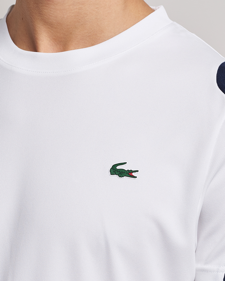 Men | T-Shirts | Lacoste Sport | Performance Crew Neck T-Shirt White/Navy Blue