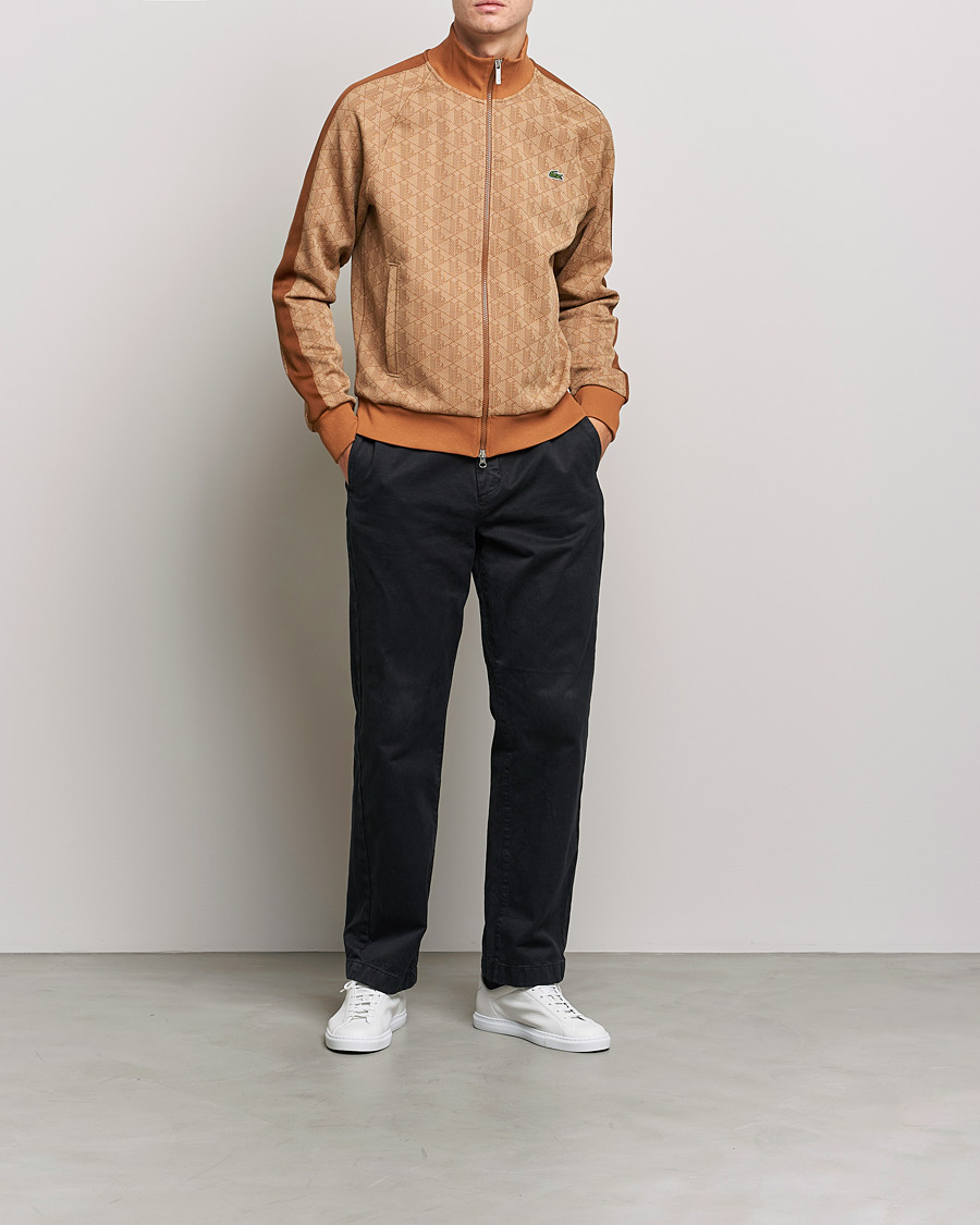 Men | Sweaters & Knitwear | Lacoste | High Neck Zip Mongram Jacuard Sweatshirt Viennese