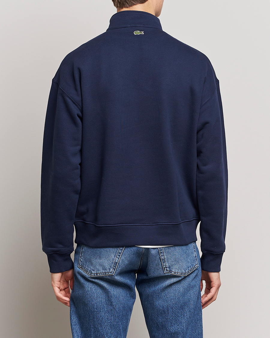 Men | Sweaters & Knitwear | Lacoste | Half Zip Organic Cotton Sweatshirt Navy Blue
