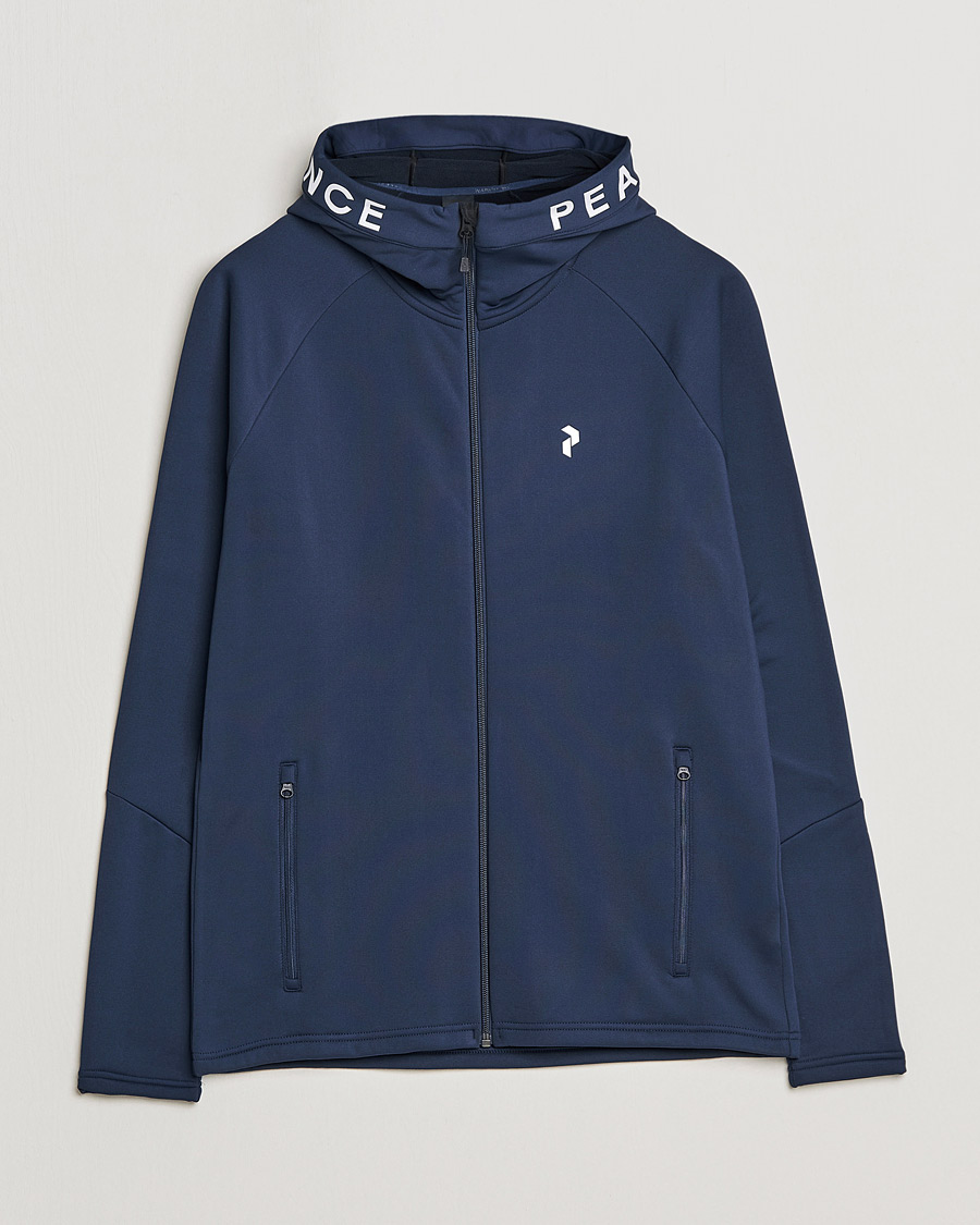 Men | Sweaters & Knitwear | Peak Performance | Rider Zip Fleece Hood Jacket Blue Shadow