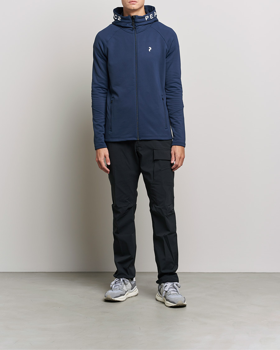 Men | Sweaters & Knitwear | Peak Performance | Rider Zip Fleece Hood Jacket Blue Shadow